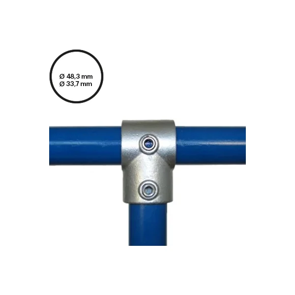 Konštrukčný fiting, spojka oceľových rúrok pr. 48,3 mm | pr. 33,7 mm – redukčná odbočka 101-D48/B34